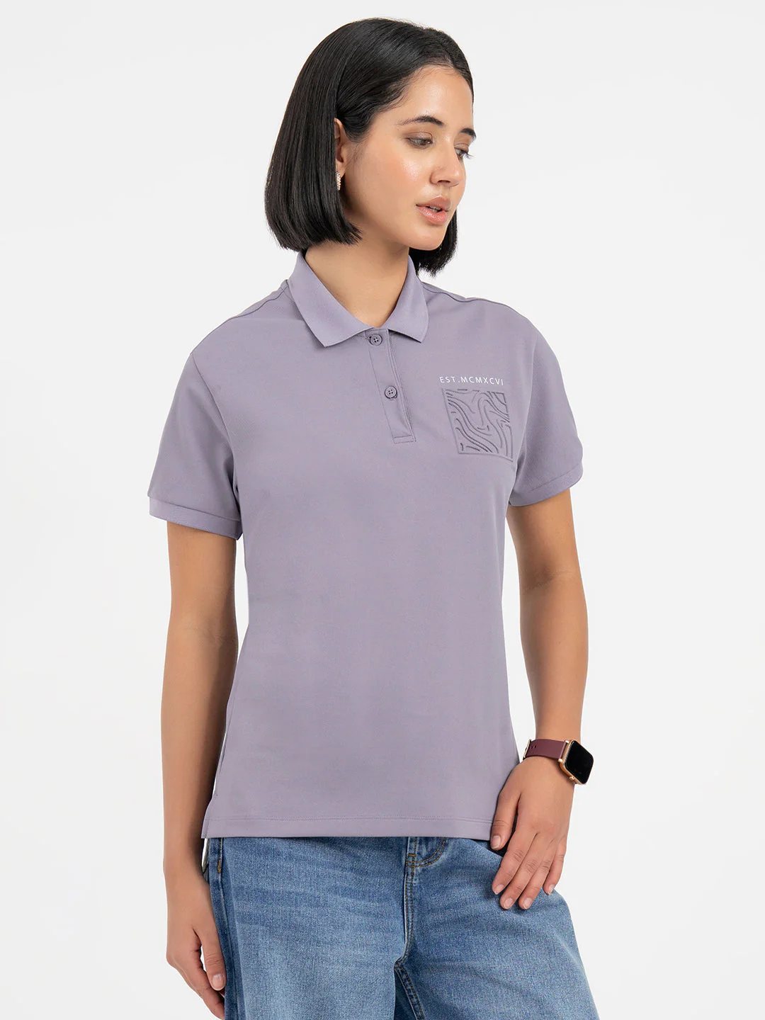 Deep Purple Polo T-Shirt for Women - Image 6
