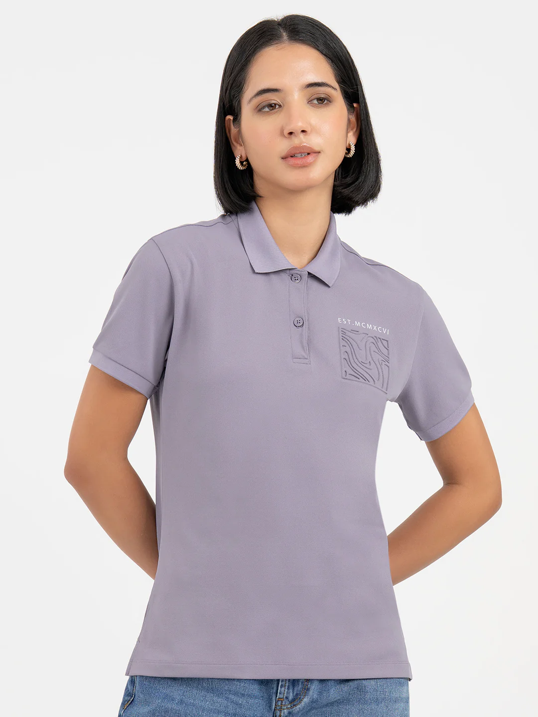 Deep Purple Polo T-Shirt for Women - Image 7