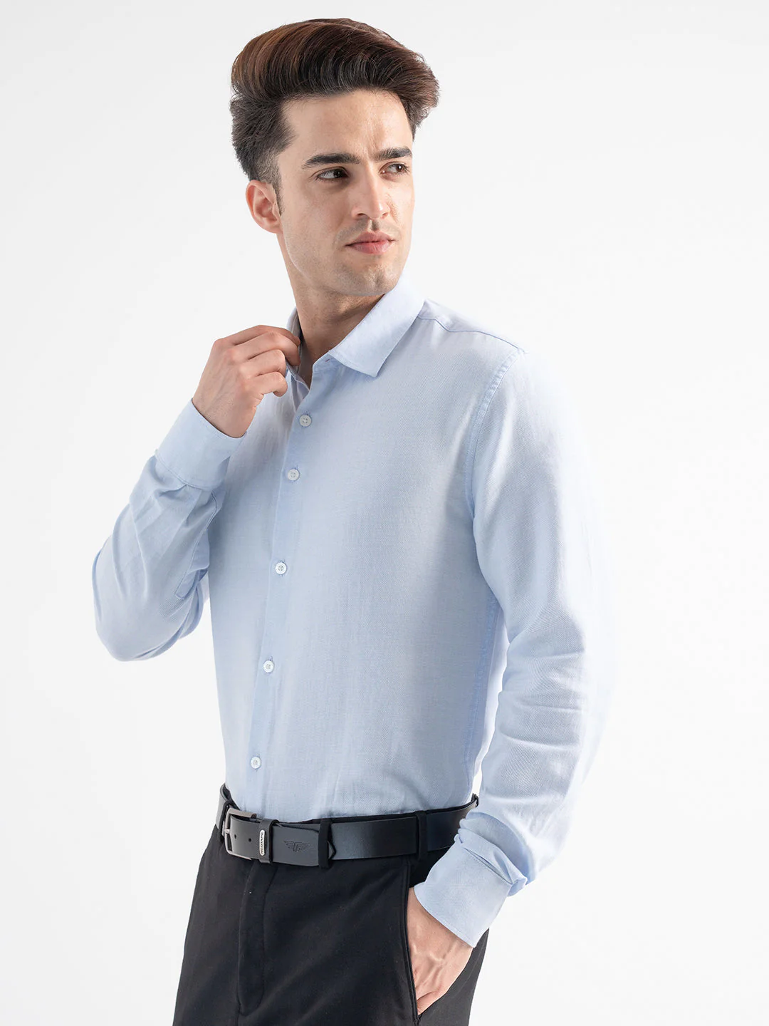 Dobby Blue Shirt for Men - Image 2