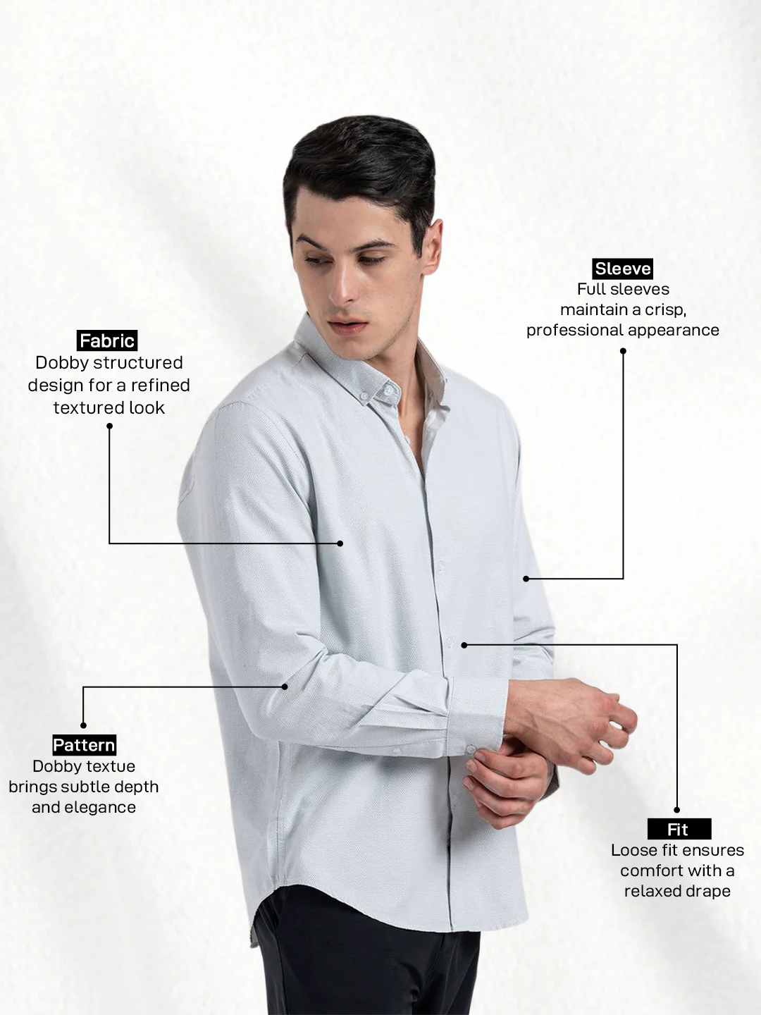 Dobby Button-Down Formal Shirt for Men - Image 2