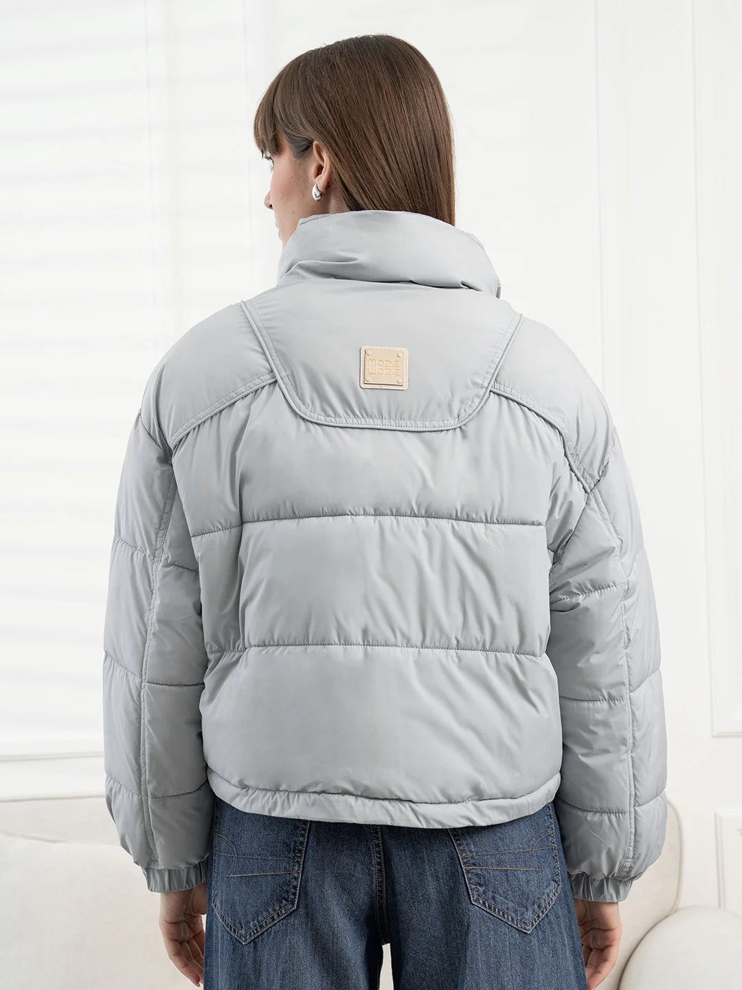 Dusky Blue Padded Jacket for Women - Image 4