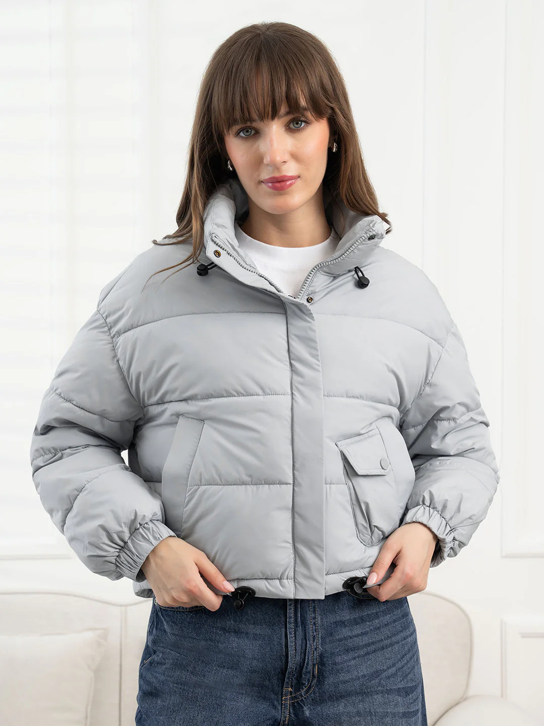 Dusky Blue Padded Jacket for Women - Image 7