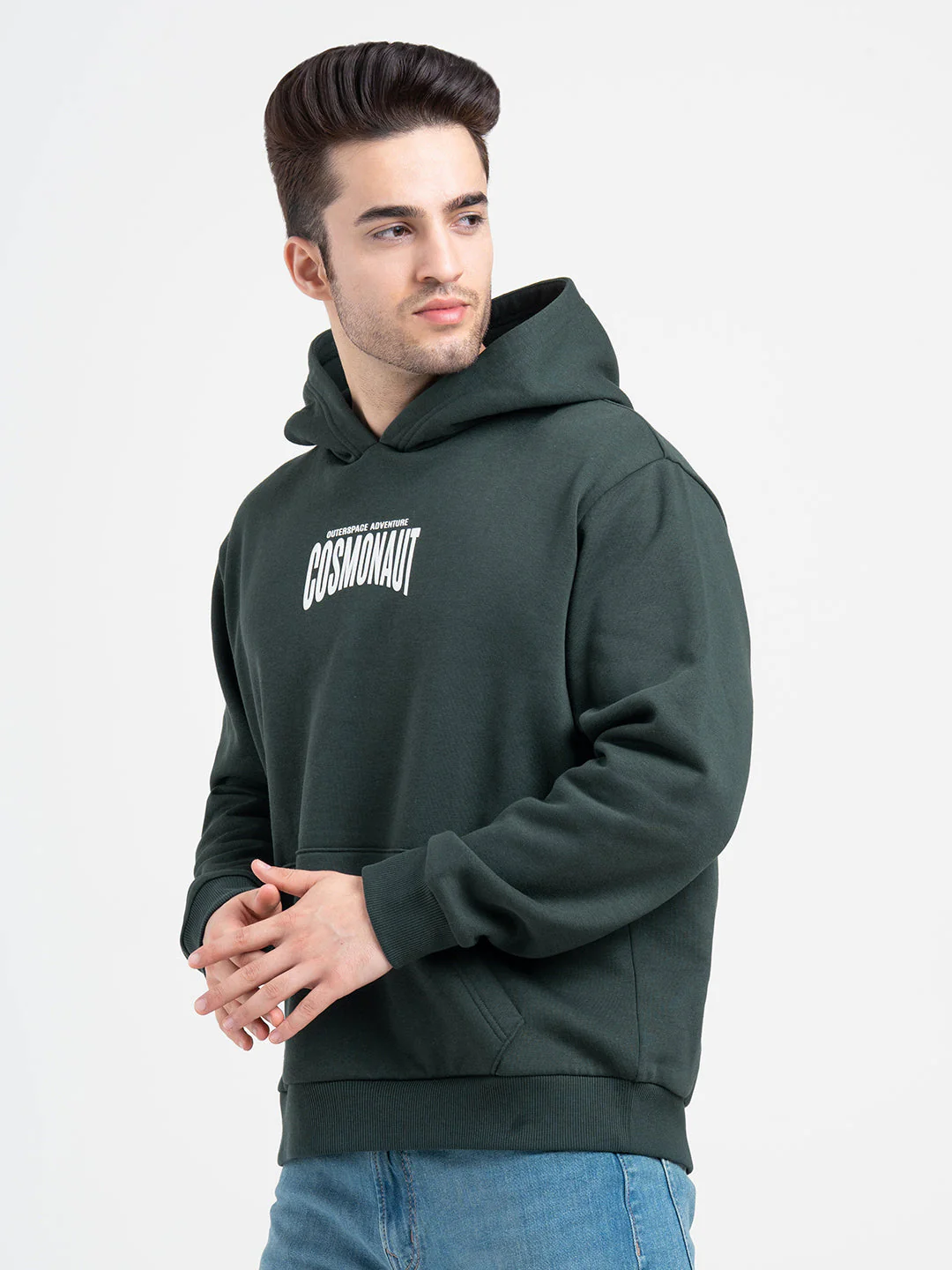 Forest Green Graphic Hoodie for Men | Warmth Meets Everyday Style - Image 4