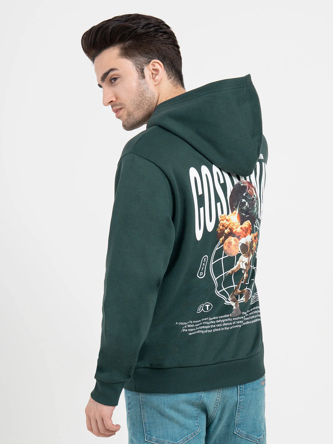 Forest Green Graphic Hoodie for Men | Warmth Meets Everyday Style - Image 5