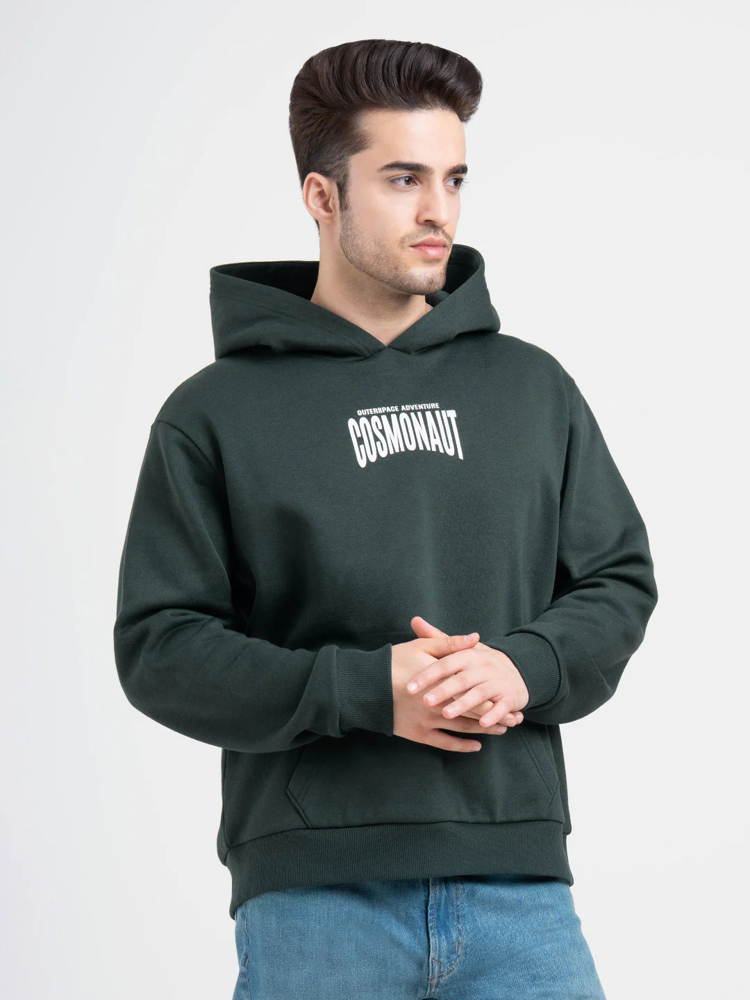 Forest Green Graphic Hoodie for Men | Warmth Meets Everyday Style - Image 8