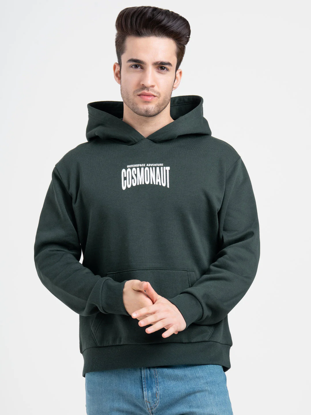 Forest Green Graphic Hoodie for Men | Warmth Meets Everyday Style - Image 9