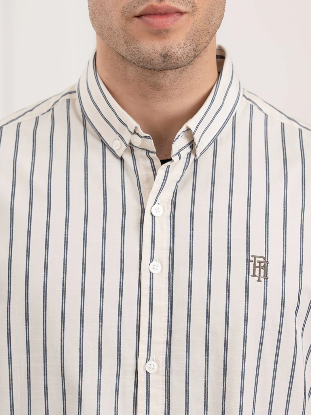 Full Sleeve Beige Striped Shirt for Men | Casual Comfort in Classic Style - Image 6