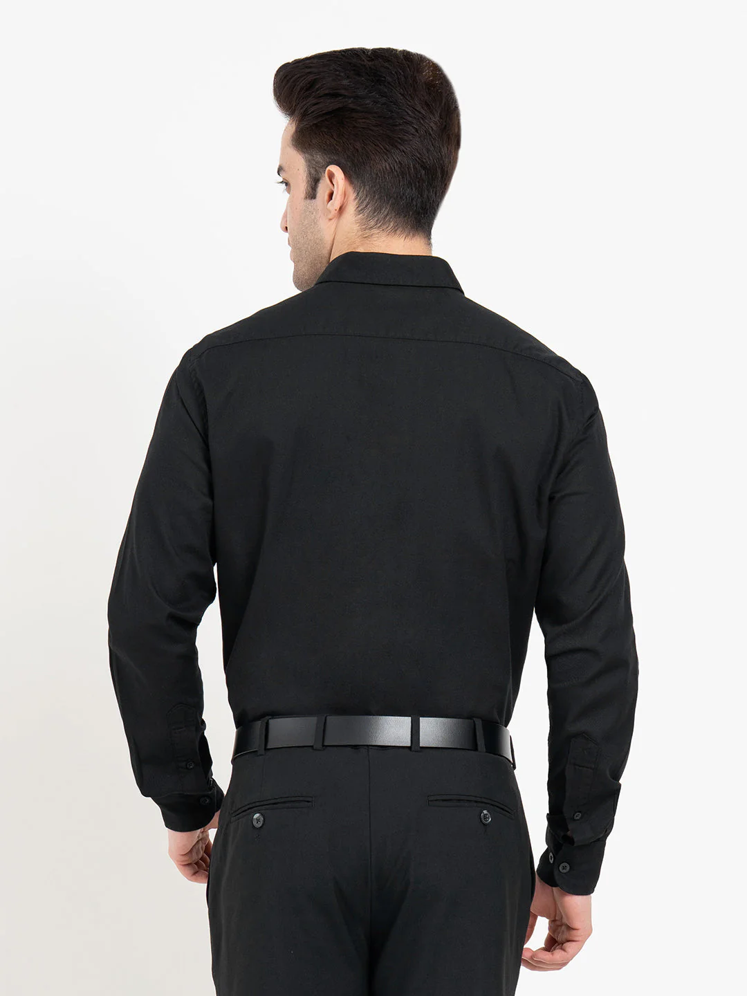 Full Sleeve Black Dobby Shirt for Men | Refined Formal Elegance - Image 3