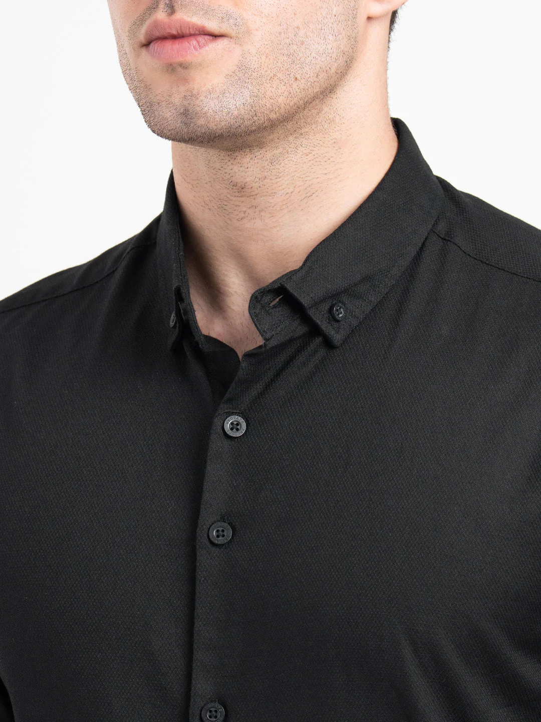 Full Sleeve Black Dobby Shirt for Men | Refined Formal Elegance - Image 4