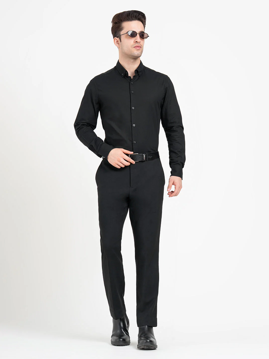 Full Sleeve Black Dobby Shirt for Men | Refined Formal Elegance - Image 5