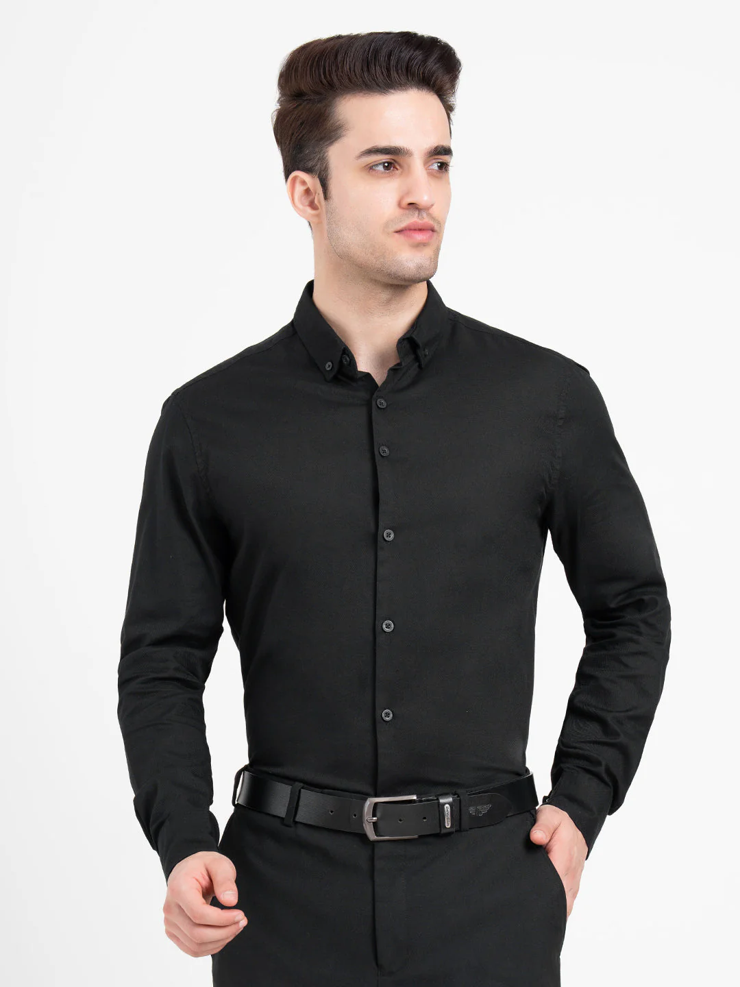 Full Sleeve Black Dobby Shirt for Men | Refined Formal Elegance - Image 6