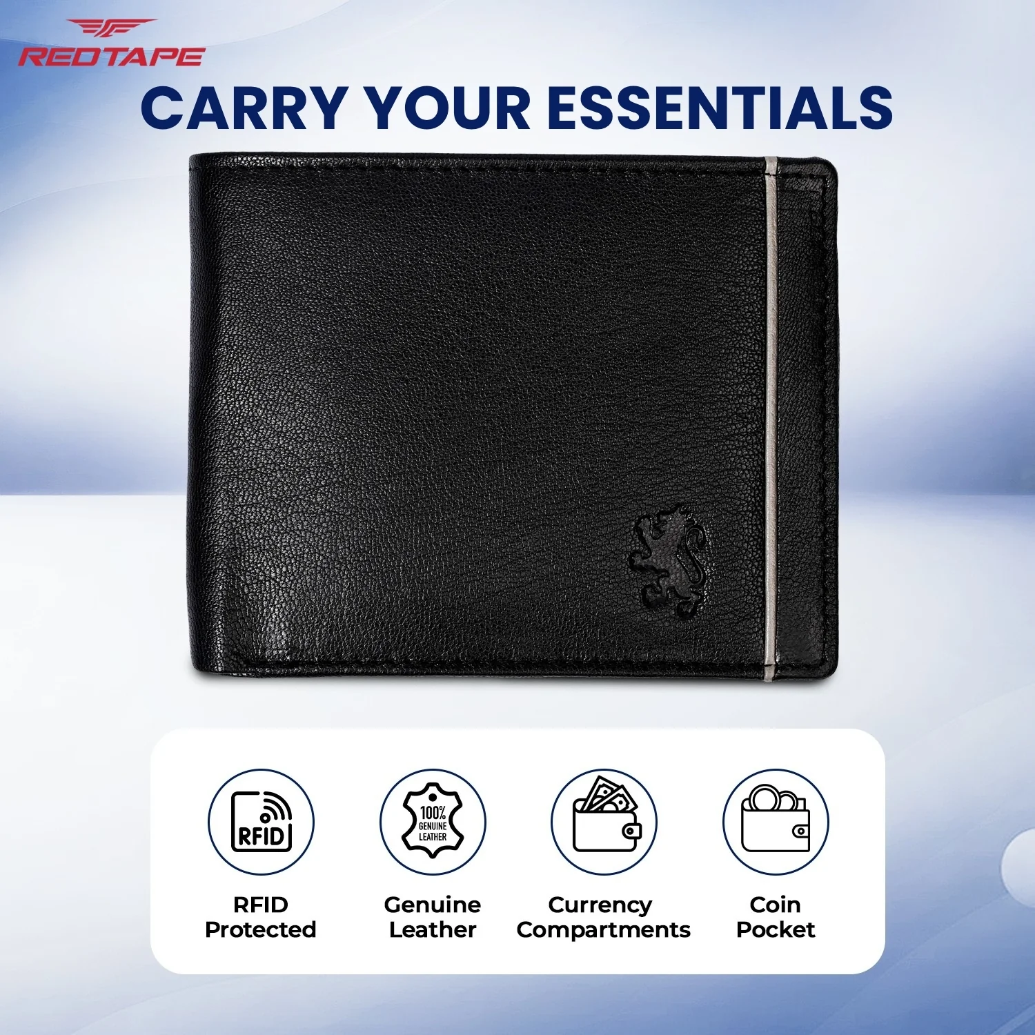 Black & Grey Genuine Leather RFID Wallet for Men - Image 4