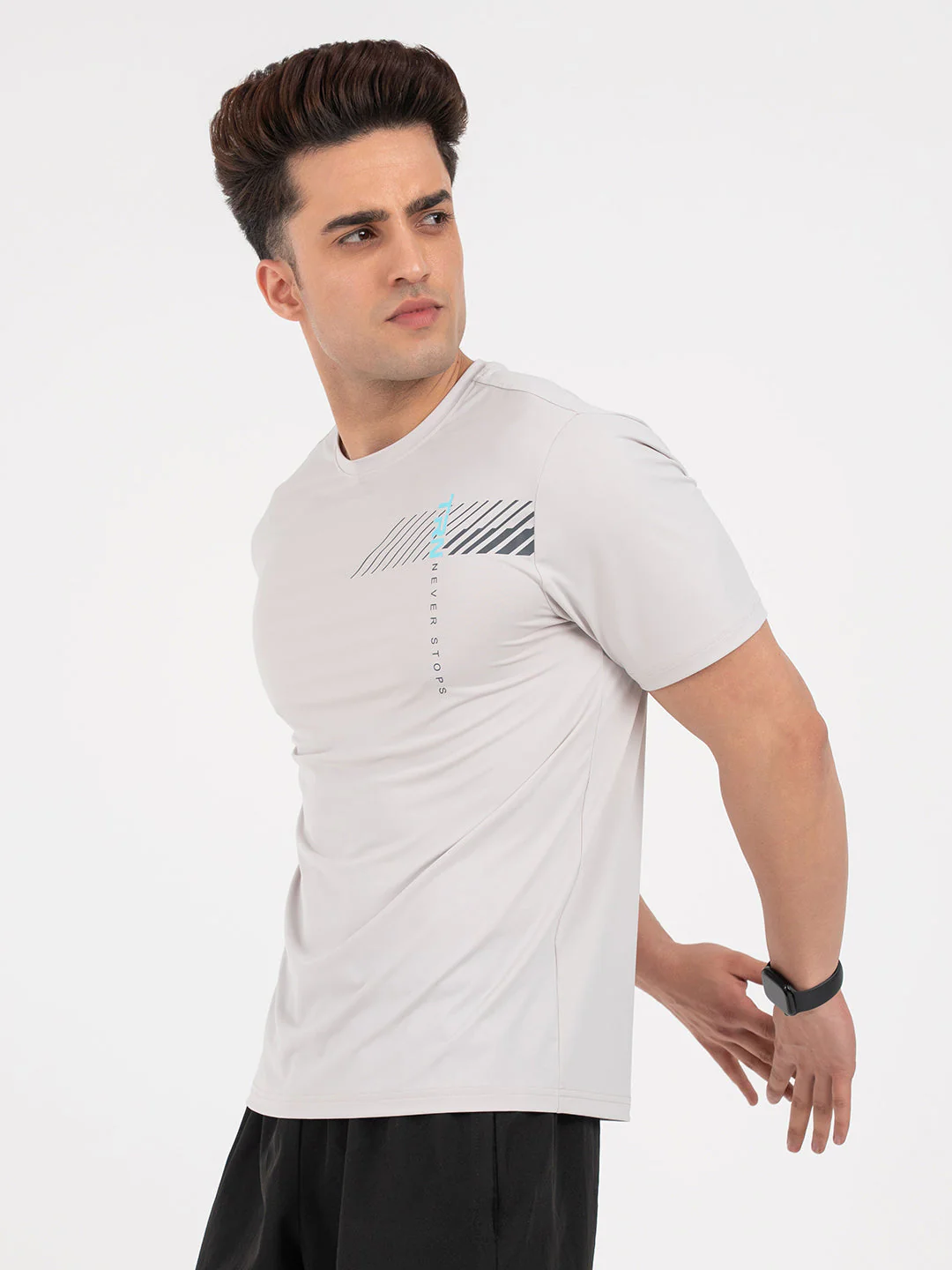 Graphic Light Grey Tshirt for Men | Daily Activewear - Image 2