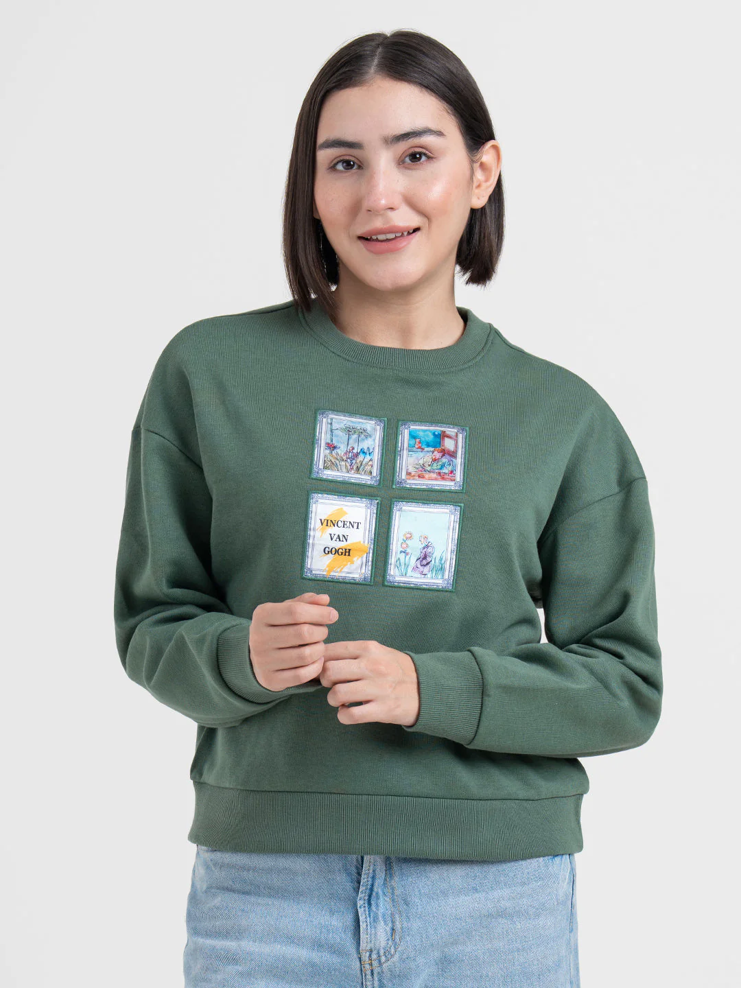 Green Graphic Sweatshirt for Women | Winter Fashion Statement - Image 3