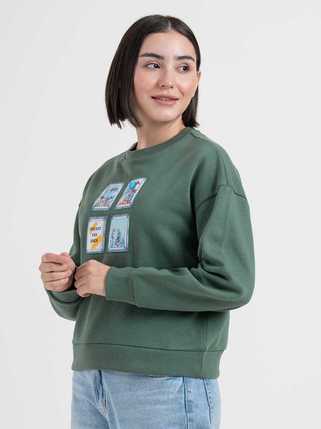Green Graphic Sweatshirt for Women | Winter Fashion Statement - Image 4