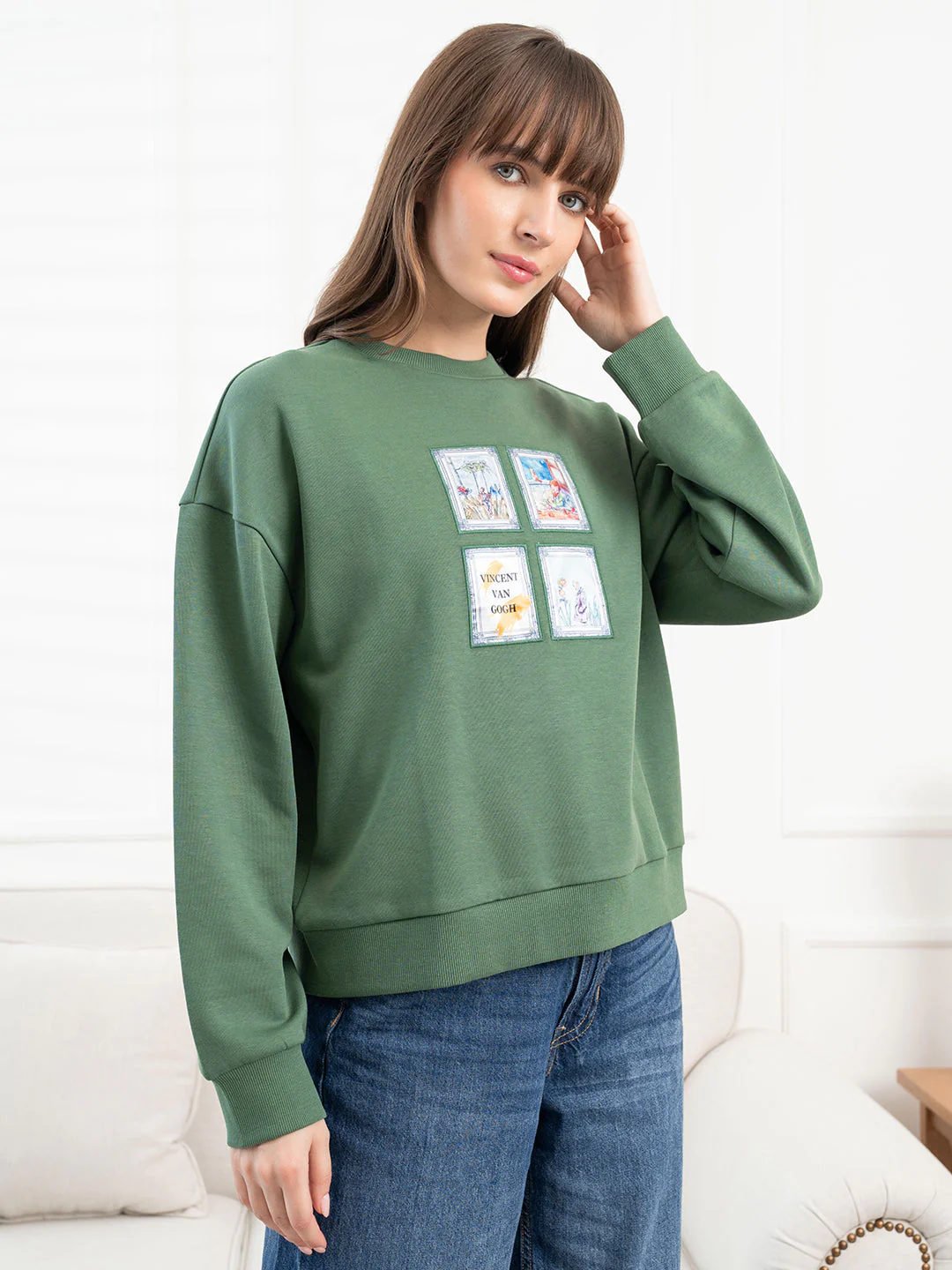 Green Sweatshirt for Women - Image 2