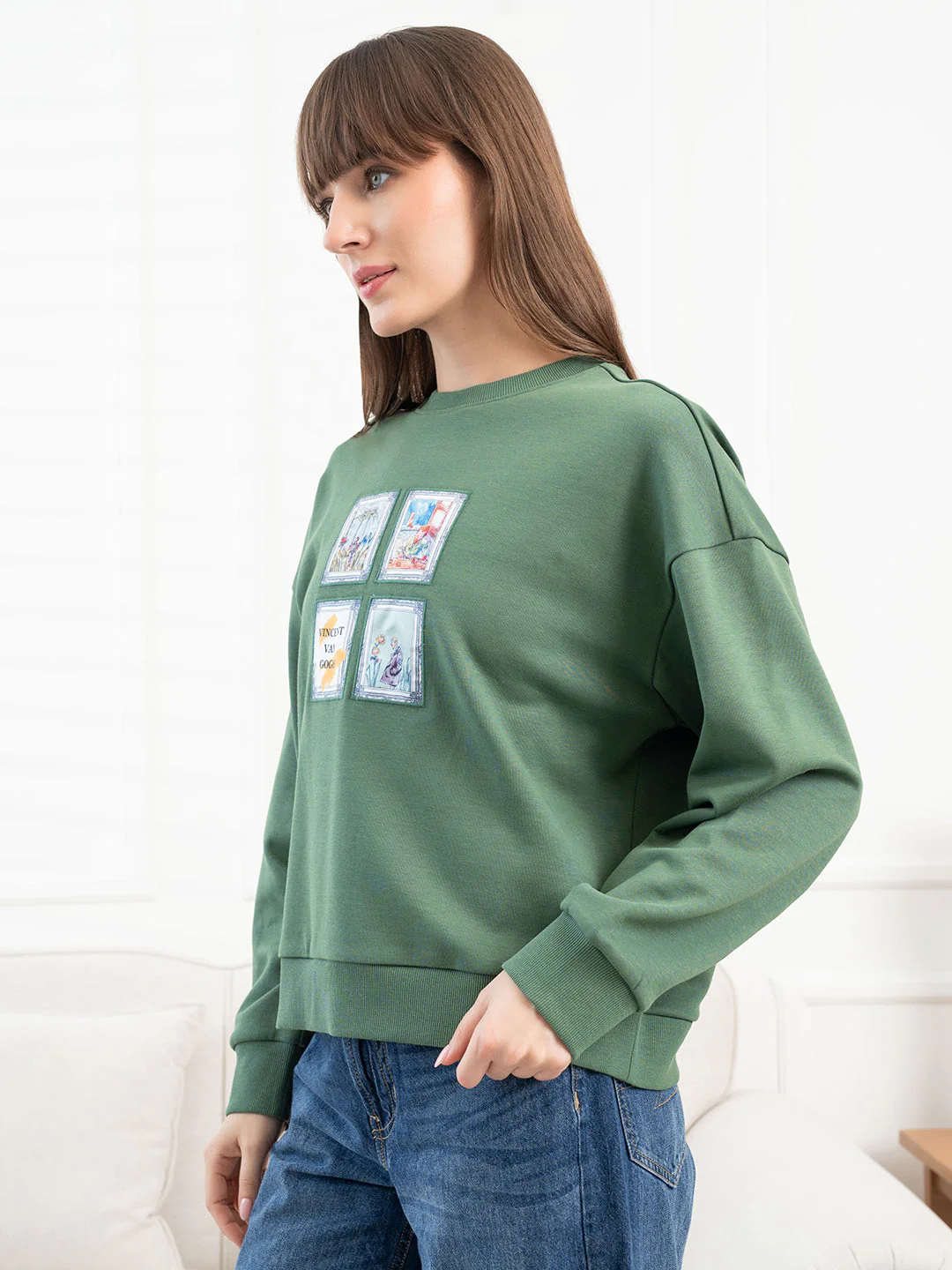 Green Sweatshirt for Women - Image 3