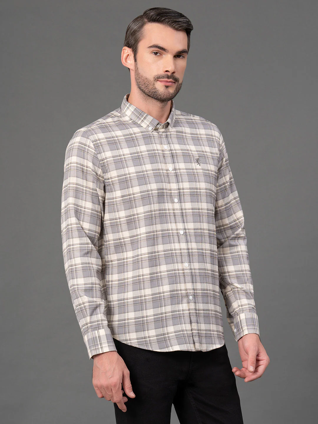 Grey Checked Shirt for Men - Image 2