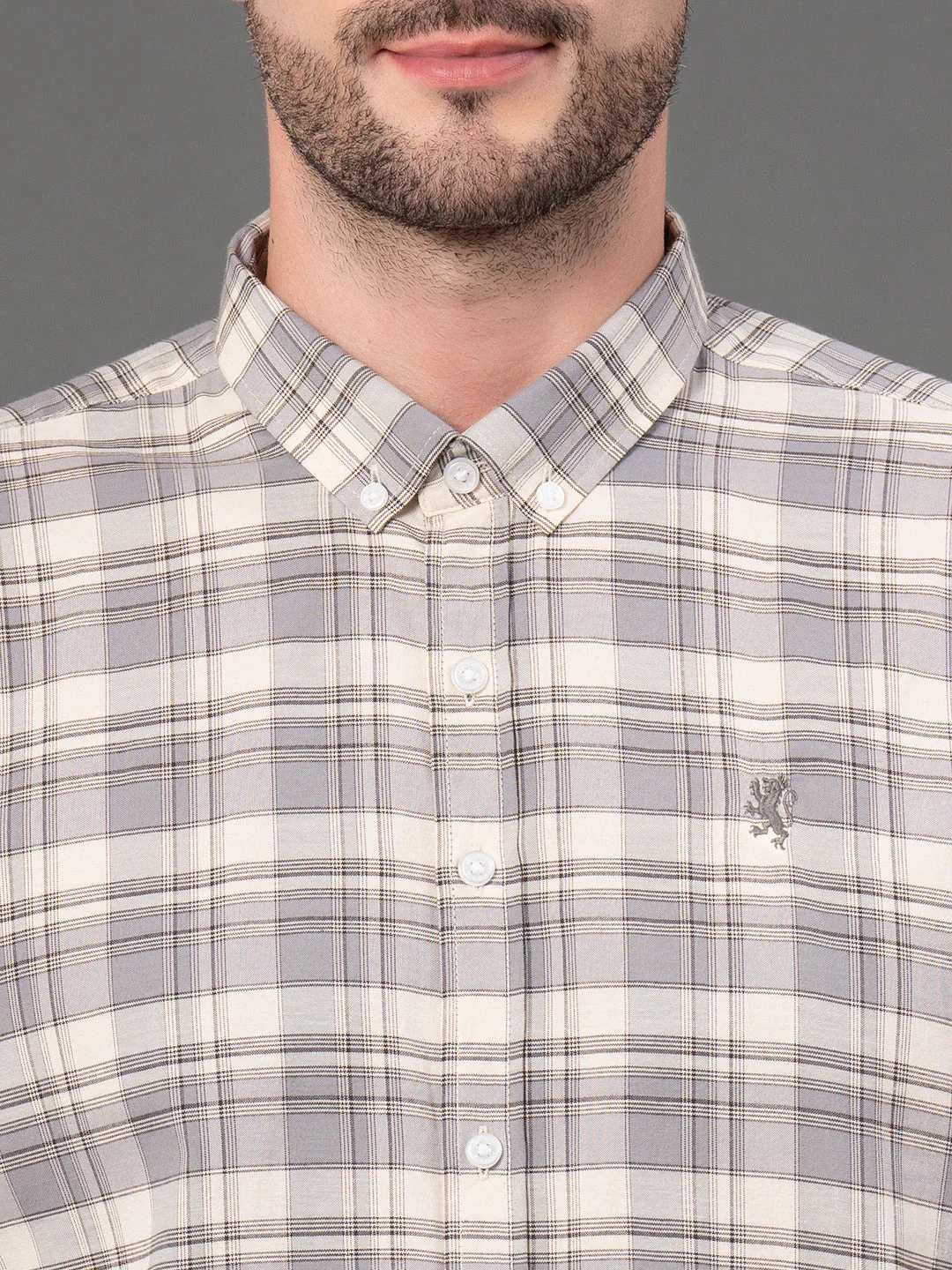 Grey Checked Shirt for Men - Image 4