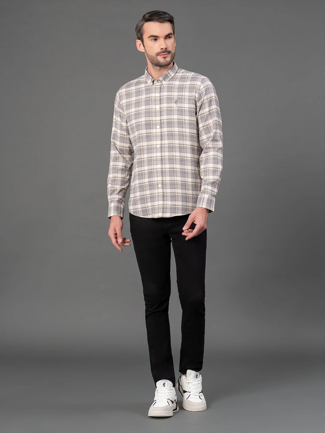 Grey Checked Shirt for Men - Image 5