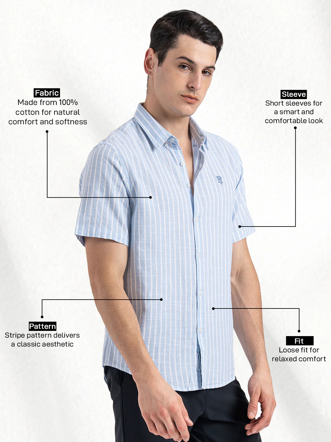 Half Slevee Button Down Shirt for Men - Image 2