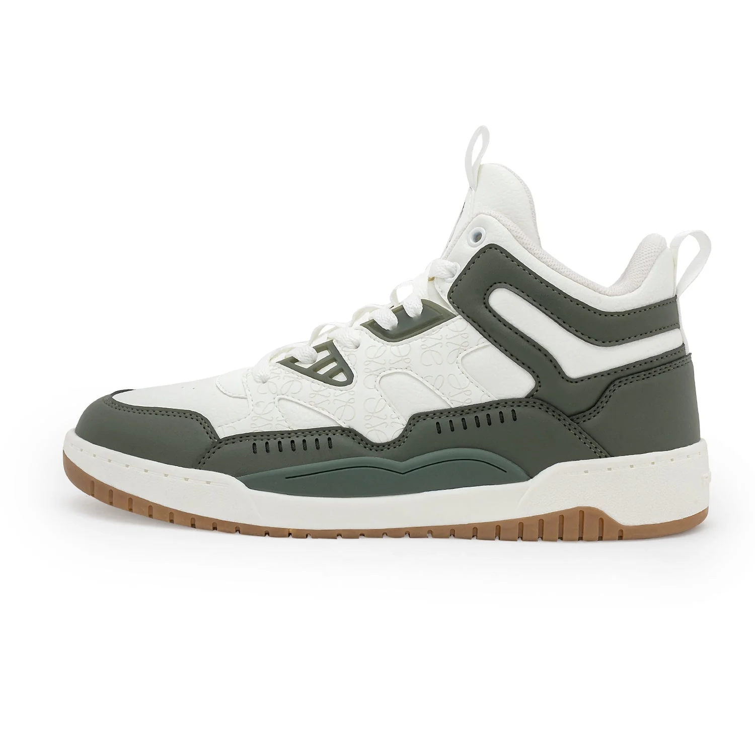 High-Top Sneakers for Men in White and Olive | Casual Lifestyle Shoes. - Image 3