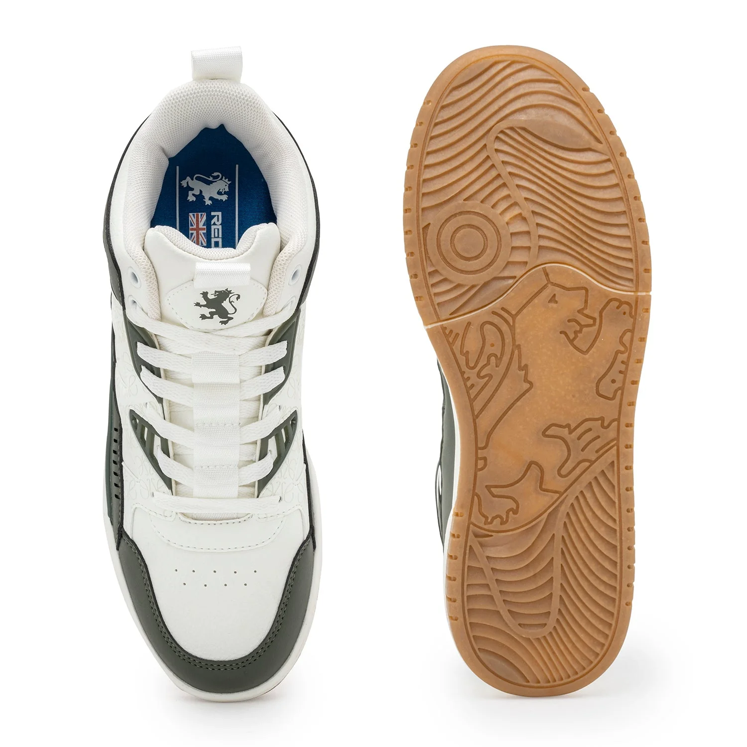 High-Top Sneakers for Men in White and Olive | Casual Lifestyle Shoes. - Image 5