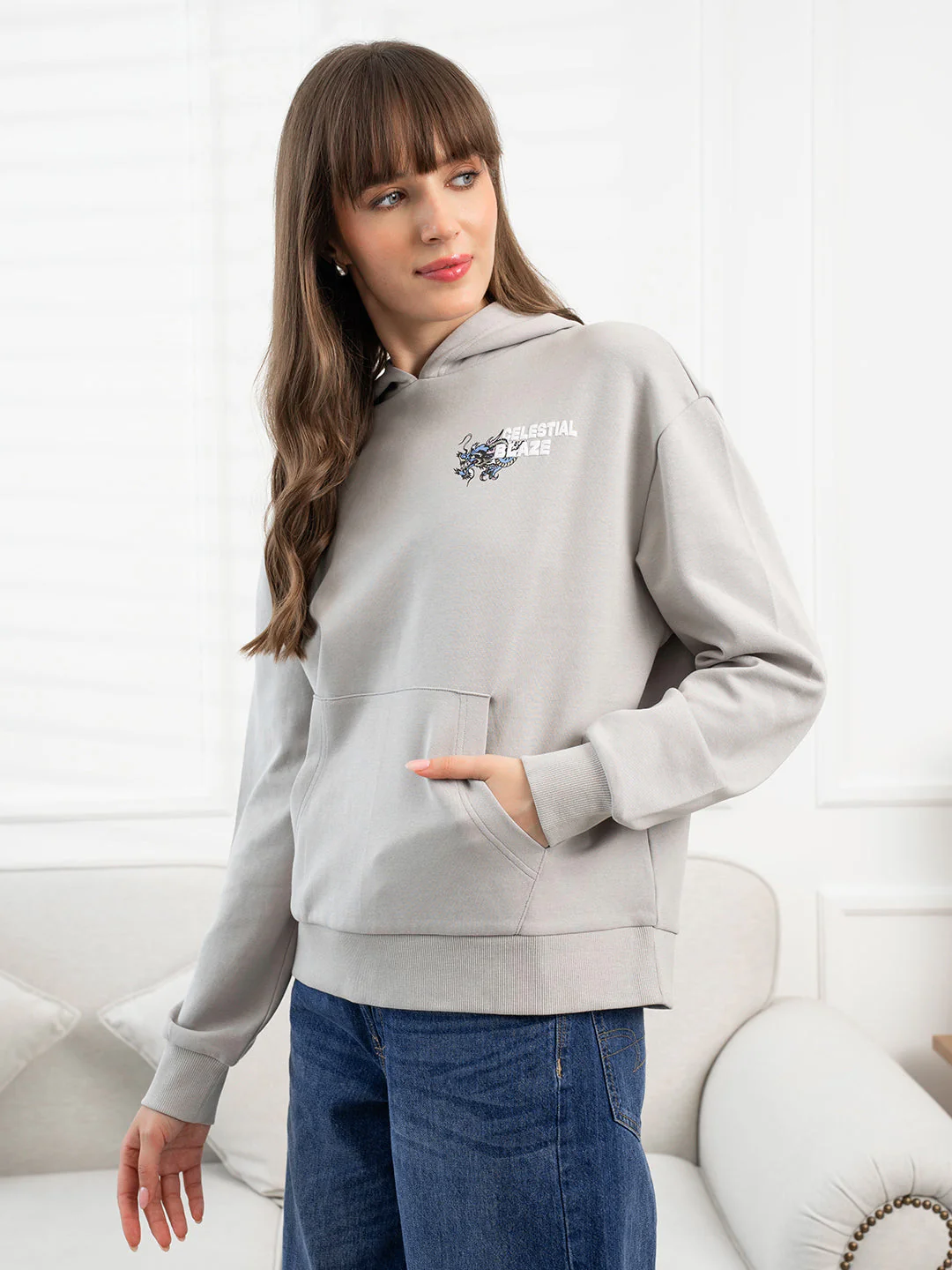 Ice Grey Hoodie for Women - Image 2