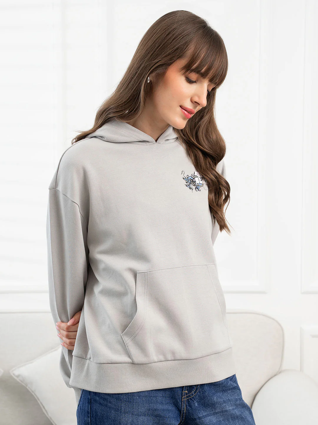 Ice Grey Hoodie for Women - Image 3