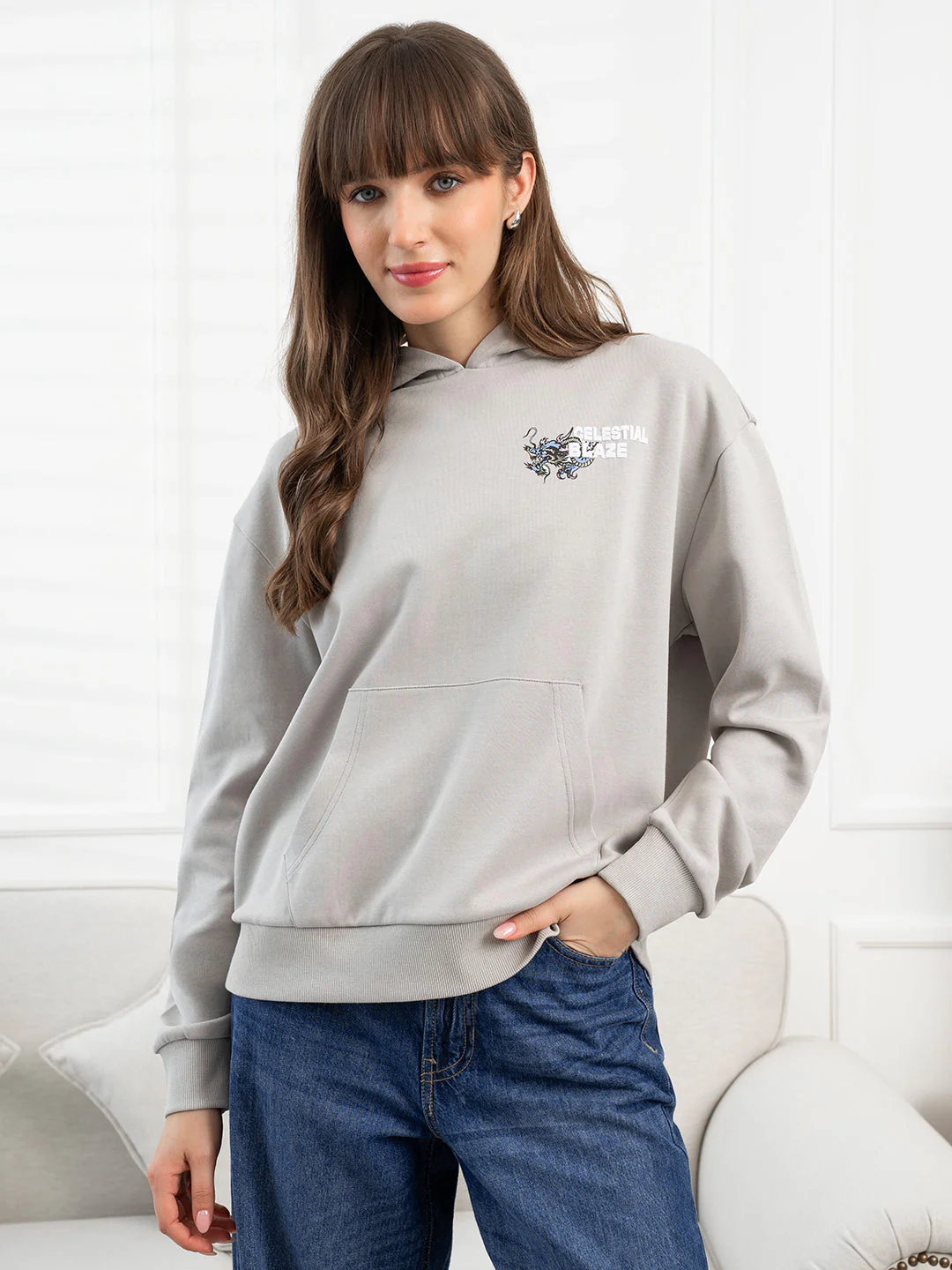 Ice Grey Hoodie for Women - Image 8