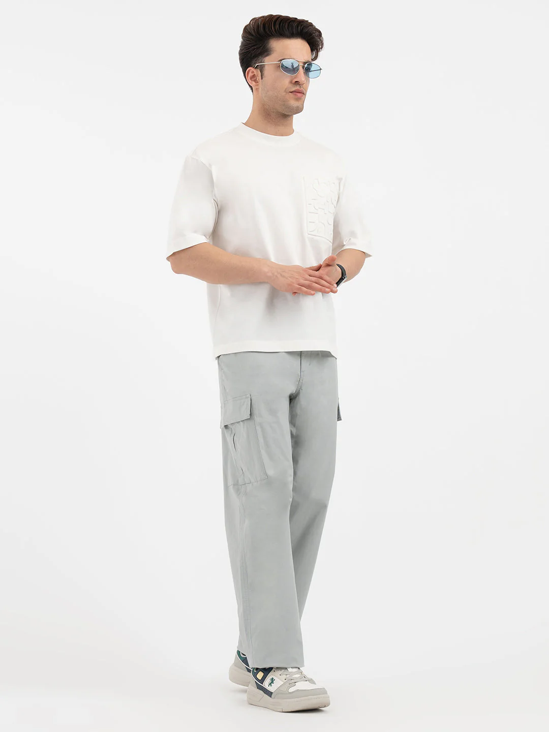 Red Tape Ice Grey Cargo Joggers for Men - Image 5