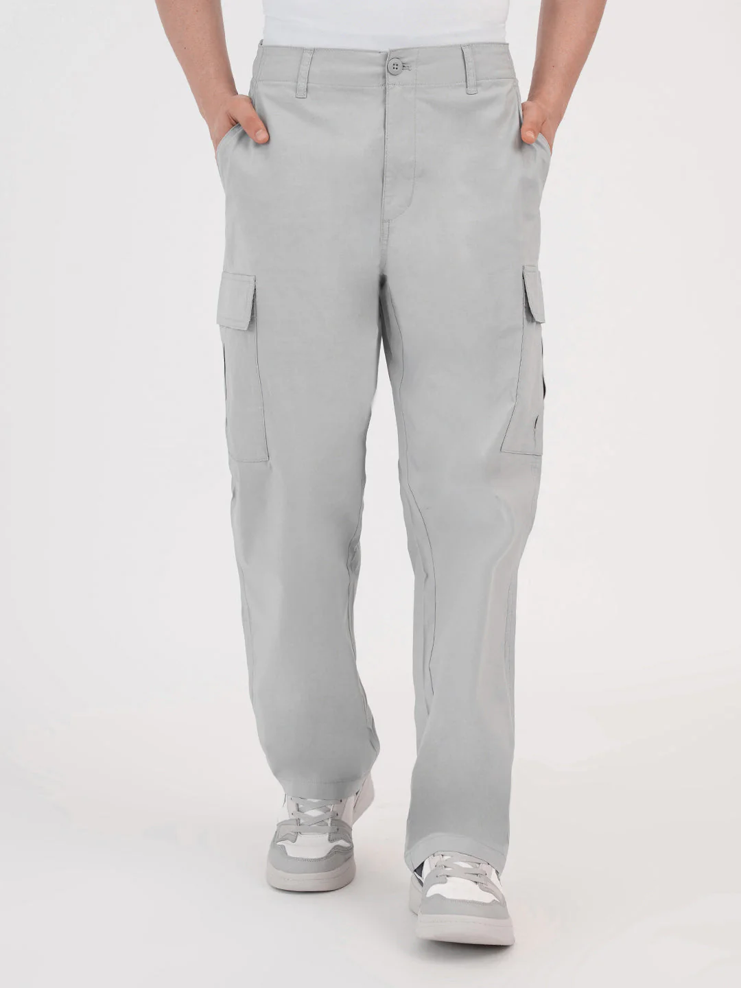 Red Tape Ice Grey Cargo Joggers for Men - Image 8