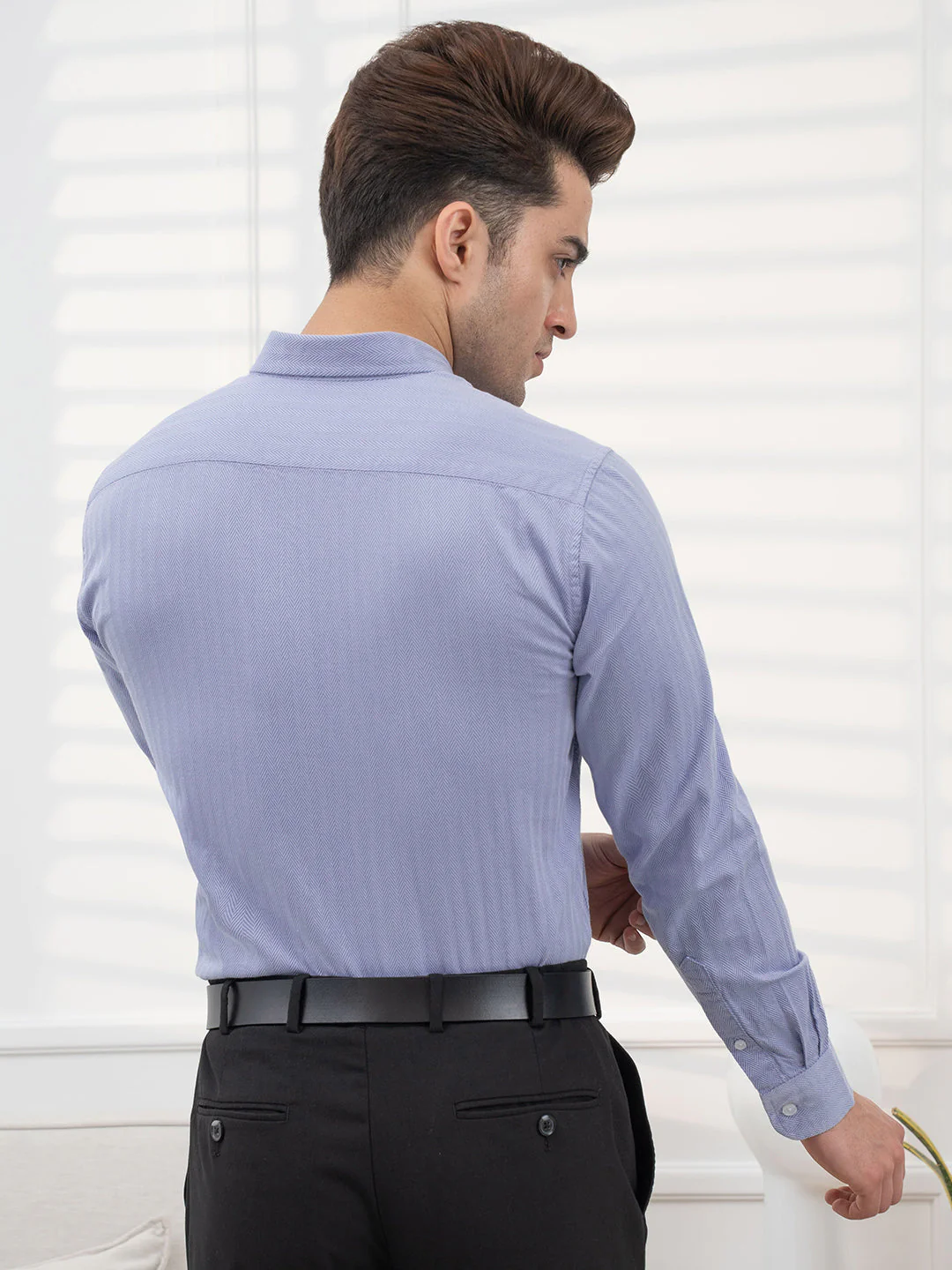 Indigo Blue Striped Shirt Men | Daily Formal Wear - Image 4