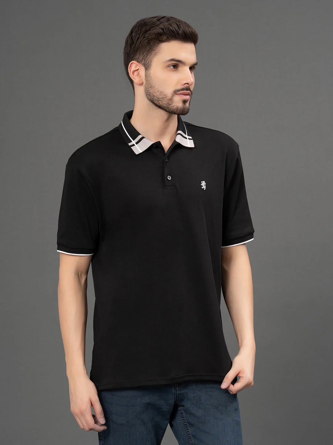 Jacquard Collar Polo T-Shirt for Men - Image 2