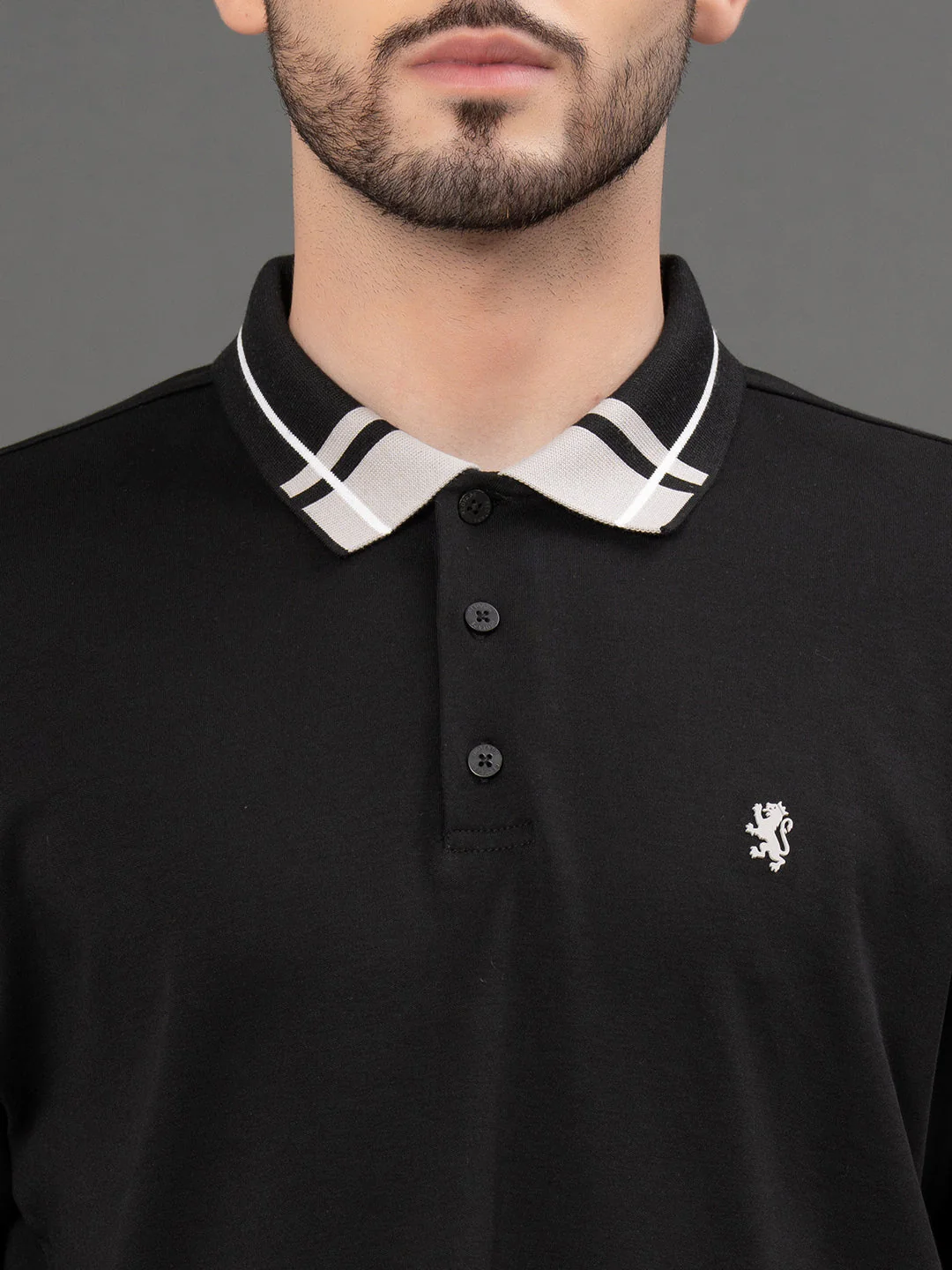 Jacquard Collar Polo T-Shirt for Men - Image 4