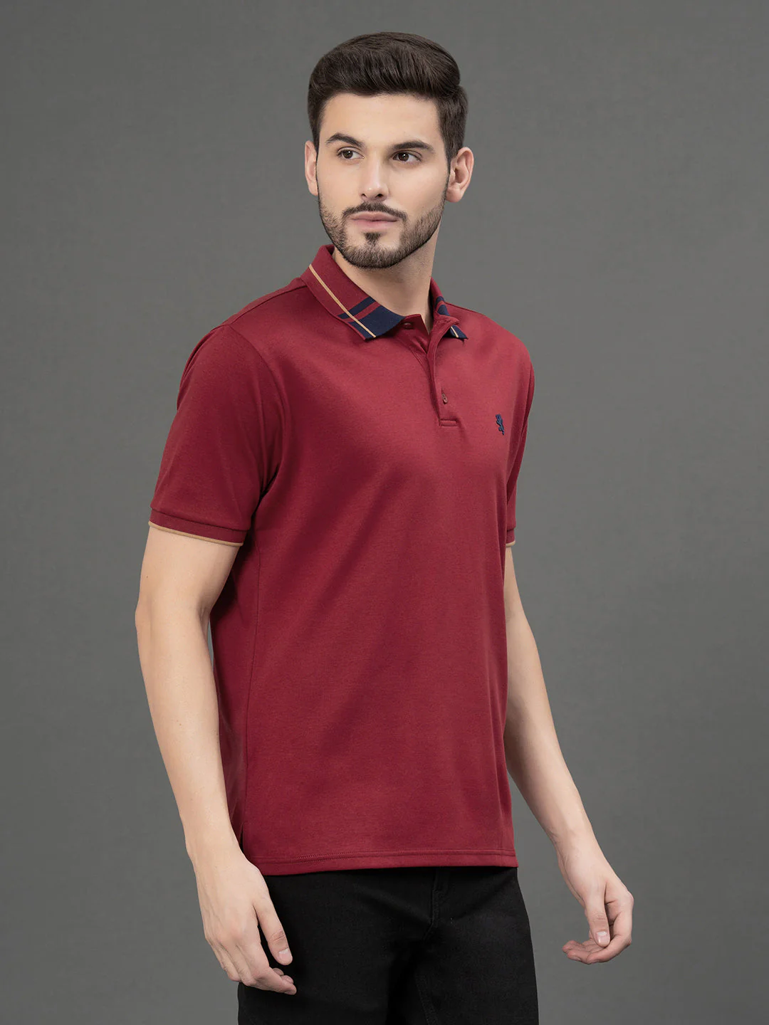 Jacquard Collar Polo T-Shirt for Men - Image 2