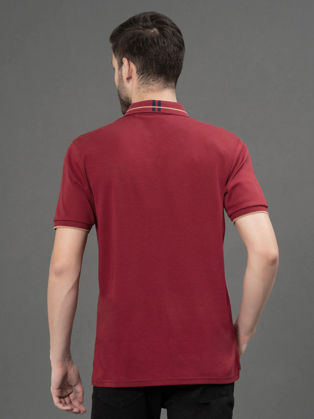Jacquard Collar Polo T-Shirt for Men - Image 3