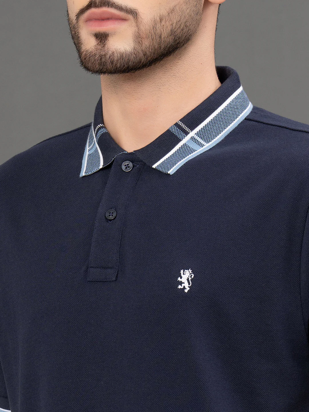 Jacquard Collar Polo T-Shirt for Men - Image 4