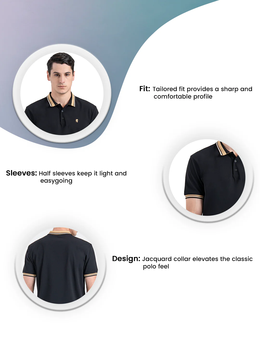 Jacquard Collar Polo T-Shirt for Men - Image 3