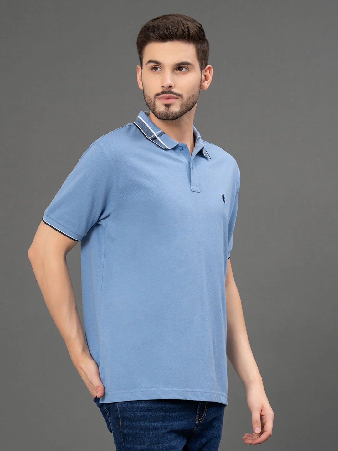 Jacquard Collar Polo T-Shirt for Men - Image 2