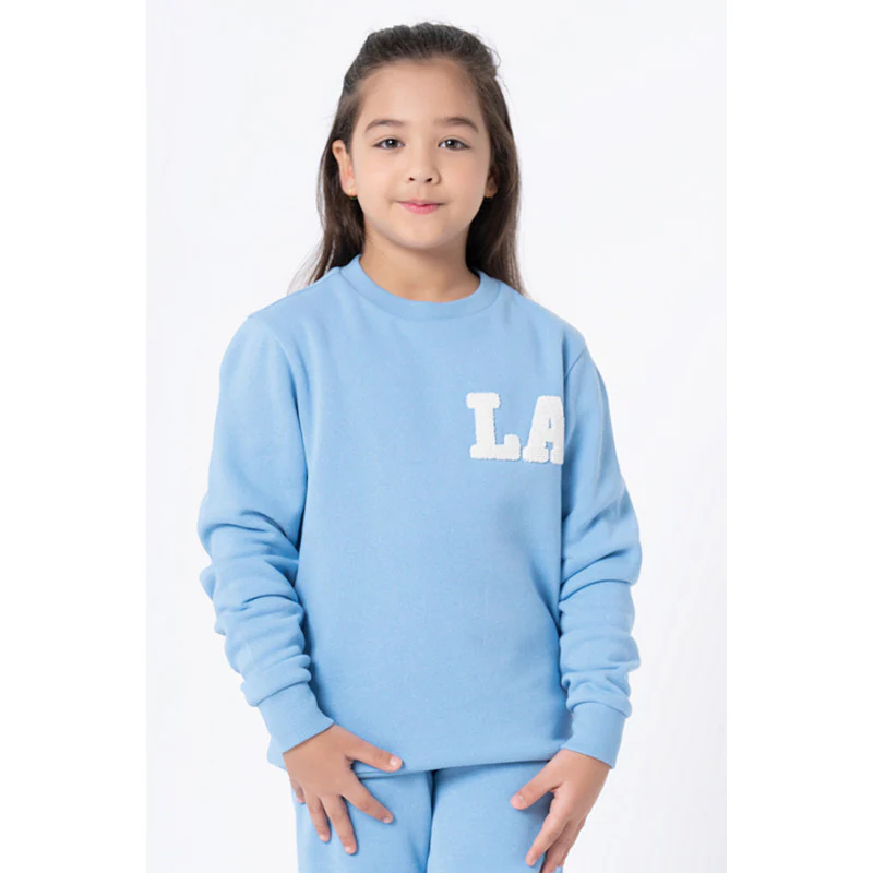 Kids Unisex Slate Blue Embroidered Sweatshirt - Image 3