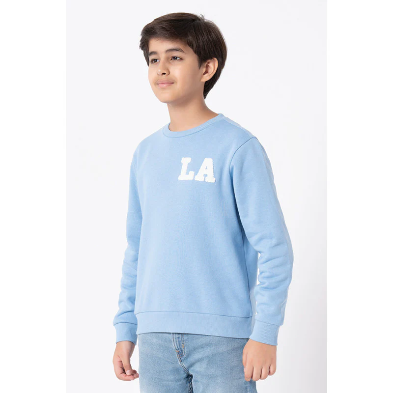 Kids Unisex Slate Blue Embroidered Sweatshirt - Image 4