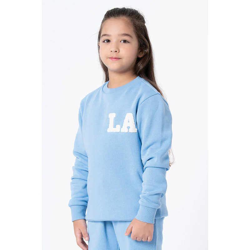 Kids Unisex Slate Blue Embroidered Sweatshirt - Image 5