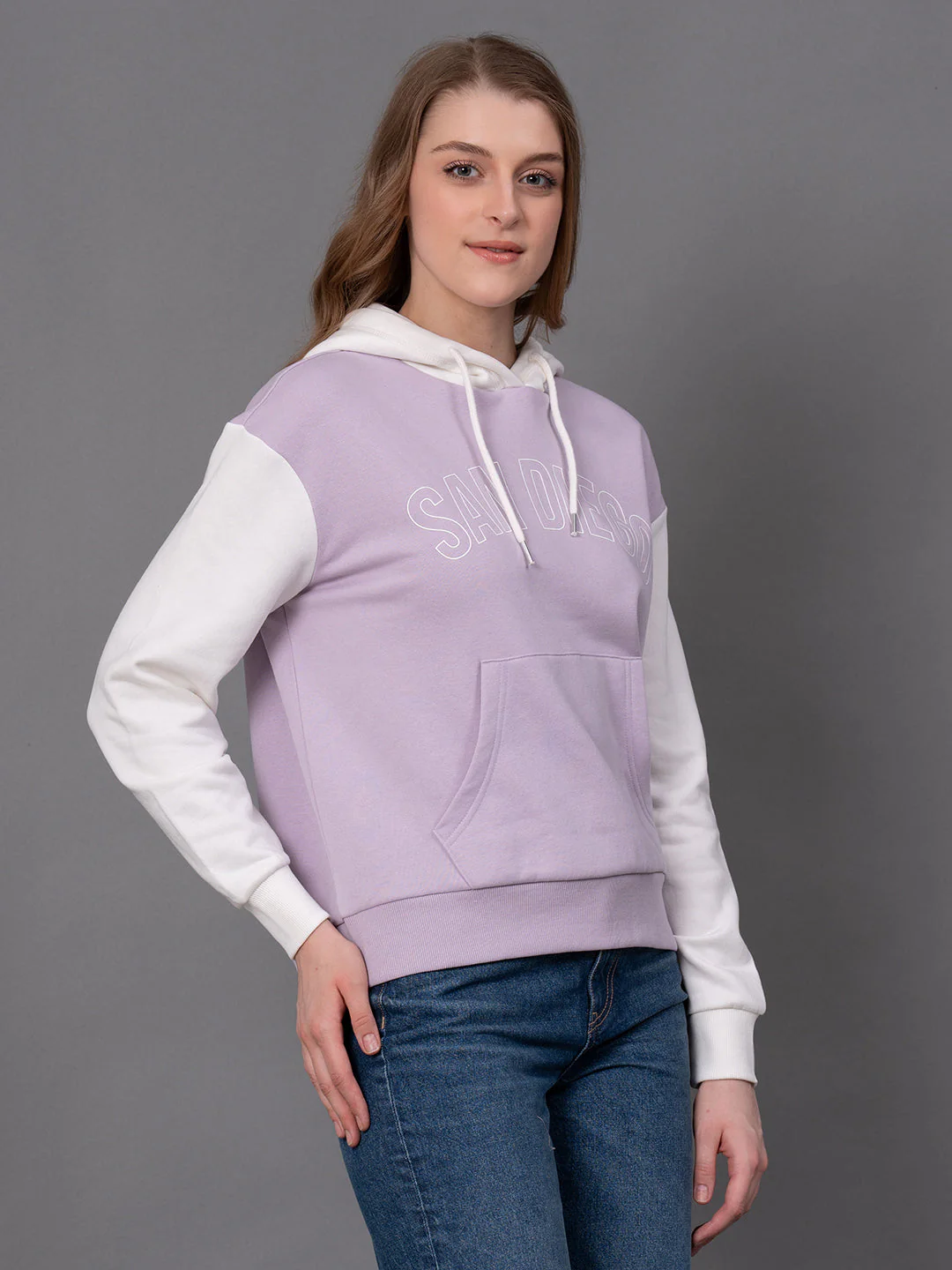Lavender Cotton Poly Fleece Graphic Print Women's Hoodie - Image 2