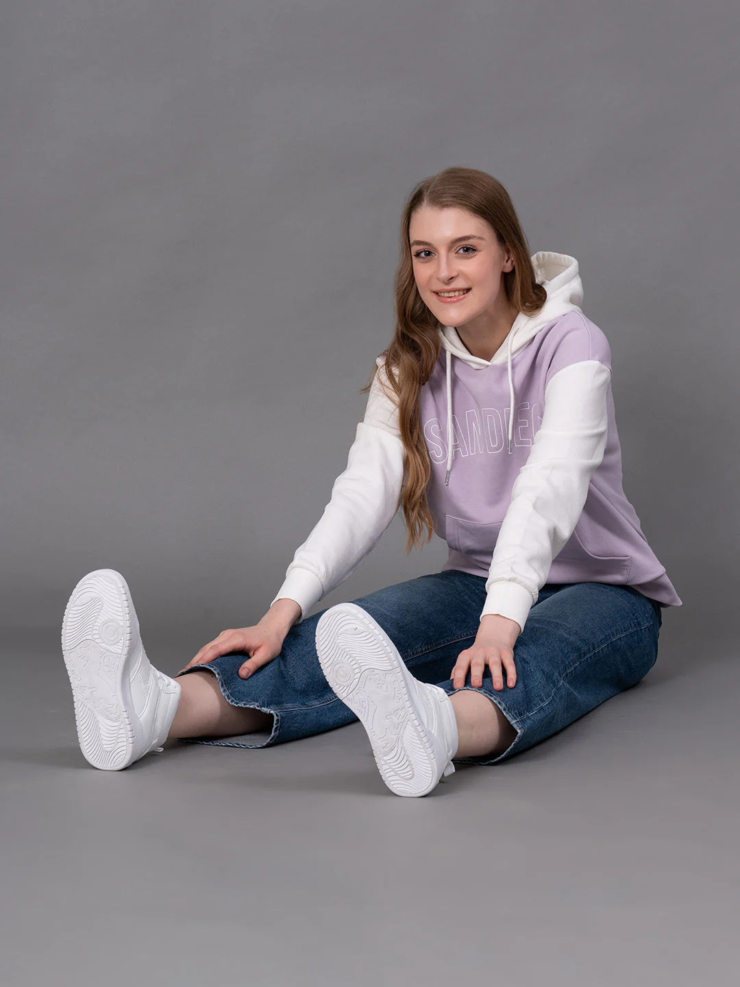 Lavender Cotton Poly Fleece Graphic Print Women's Hoodie - Image 5