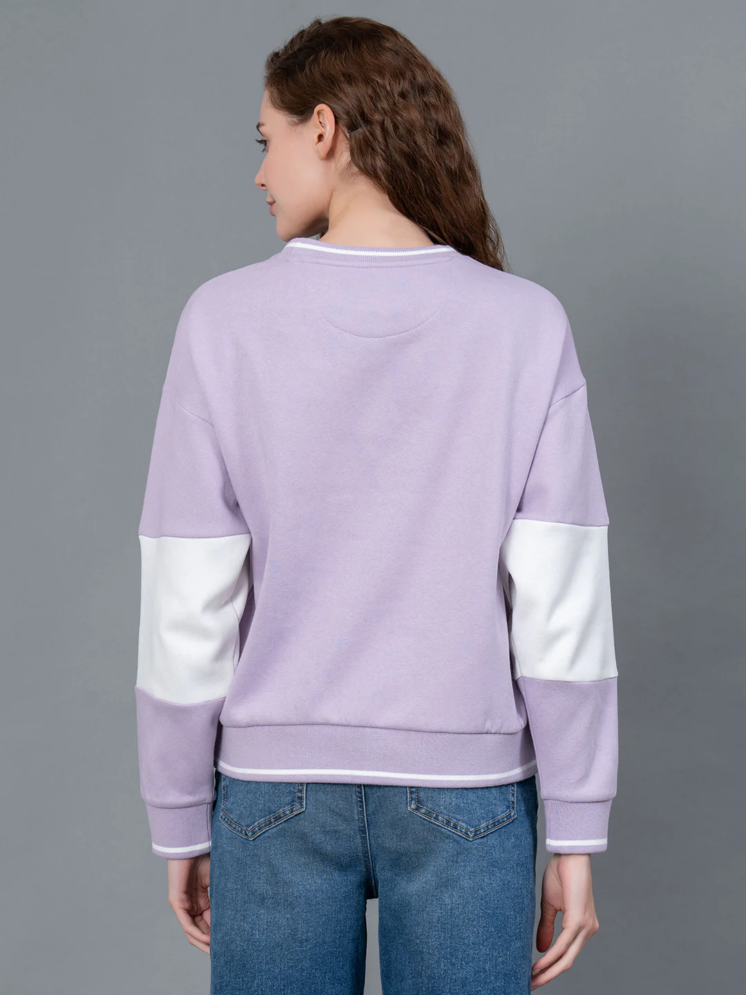 Lavender Embroidered Cotton Poly Fleece Women's Sweatshirt - Image 3