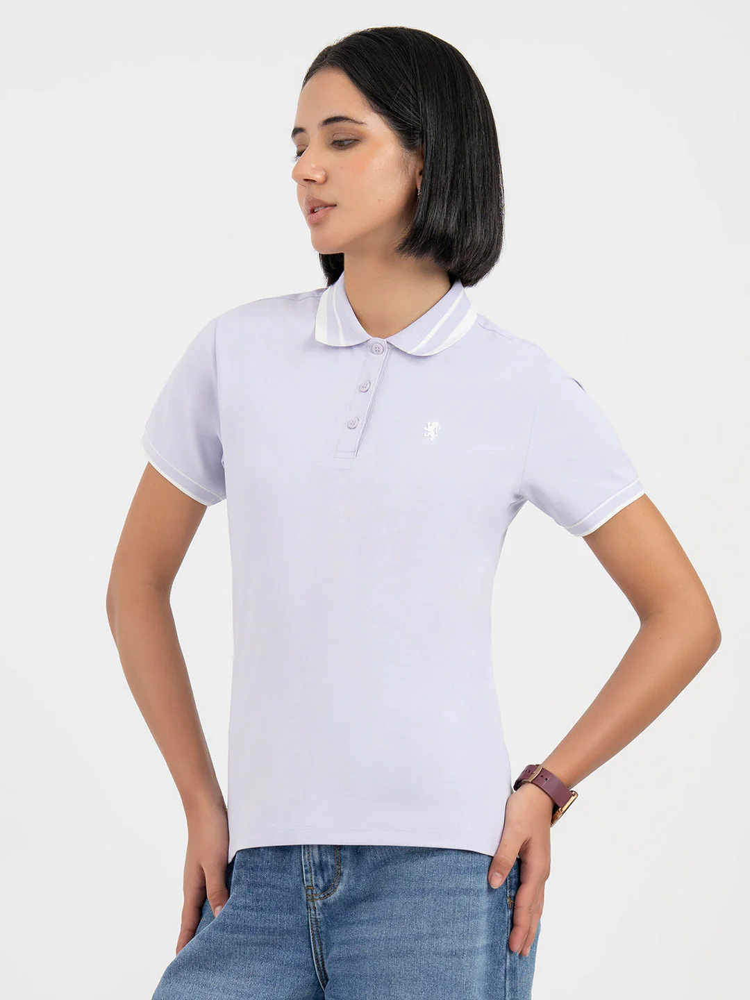 Lavender Polo T-Shirt for Women - Image 6