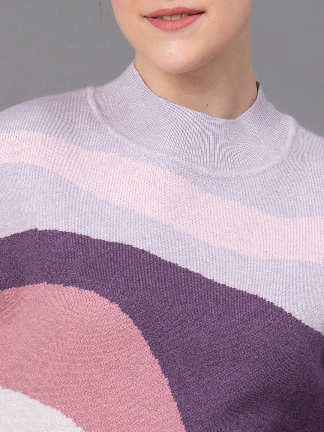 Lavender Poly Viscose Nylon Marble Print Women's Sweater - Image 4