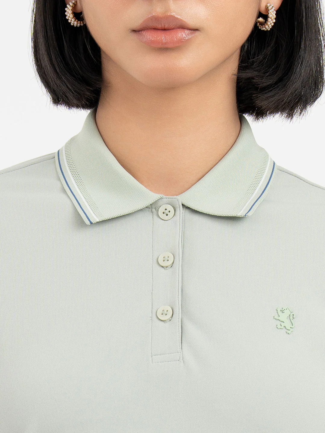 Light Green Polo T-Shirt for Women - Image 4