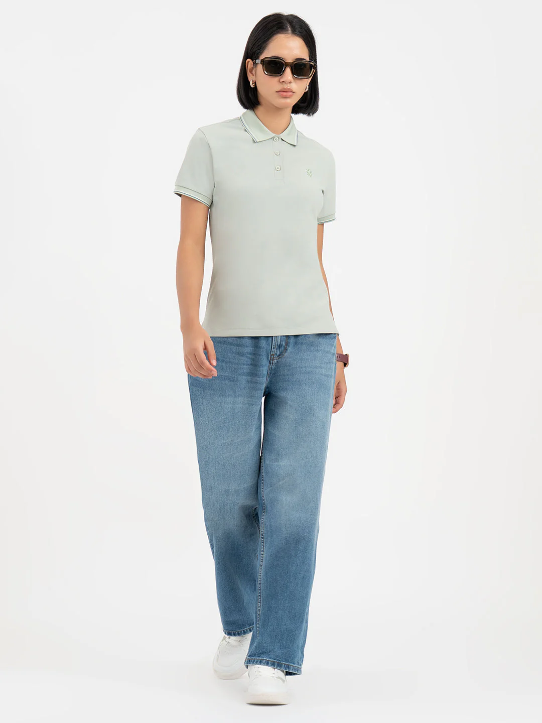 Light Green Polo T-Shirt for Women - Image 5